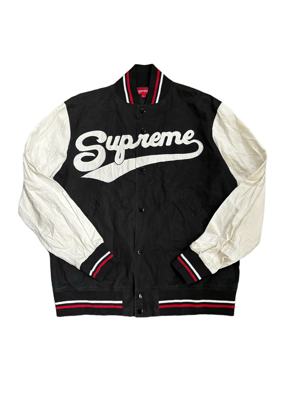 image of 2002 Supreme Varsity Jacket in Black, Men's (Size Large)