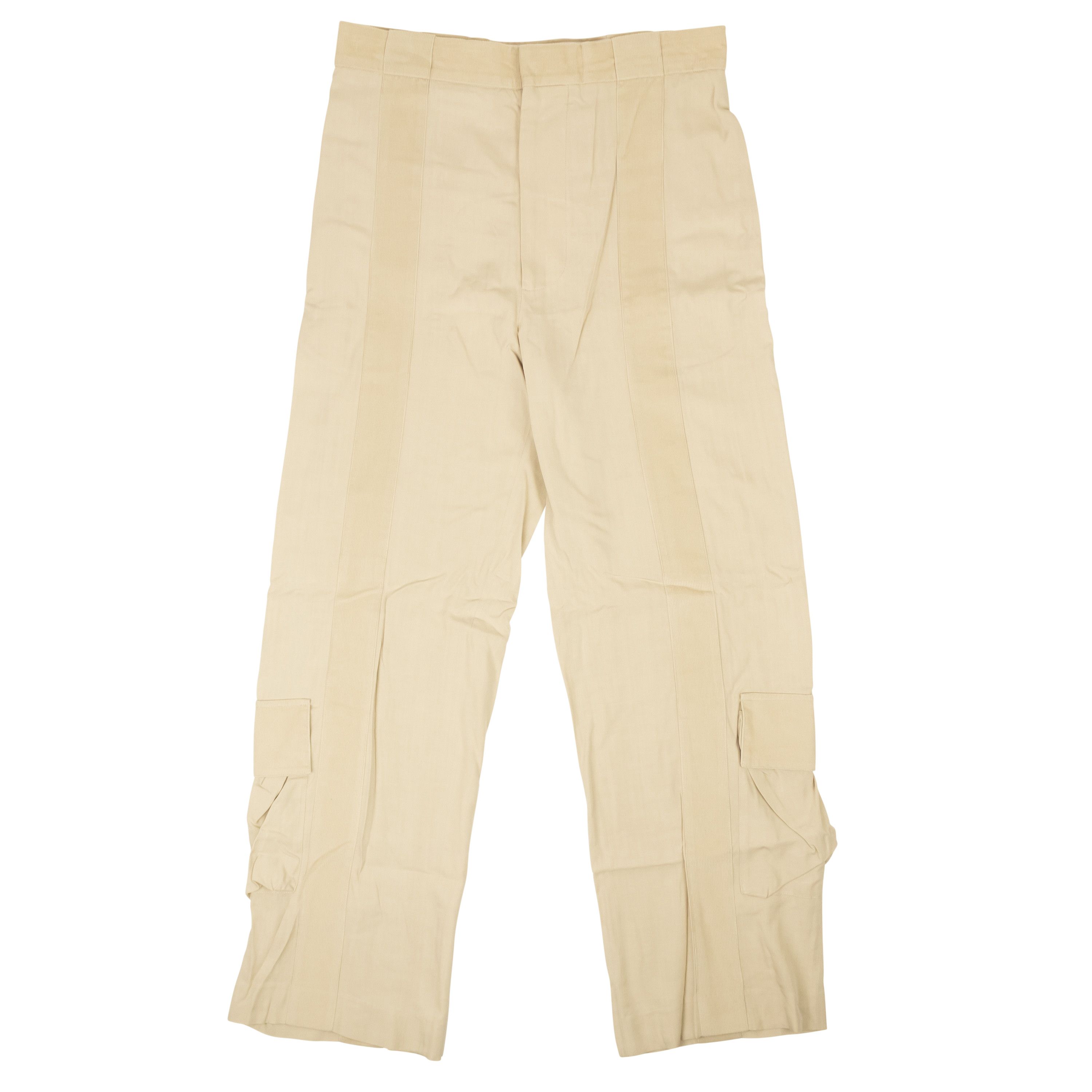 image of Bottega Veneta Straw Tan Corduroy Accent Panel Pants Size 8/44, Women's