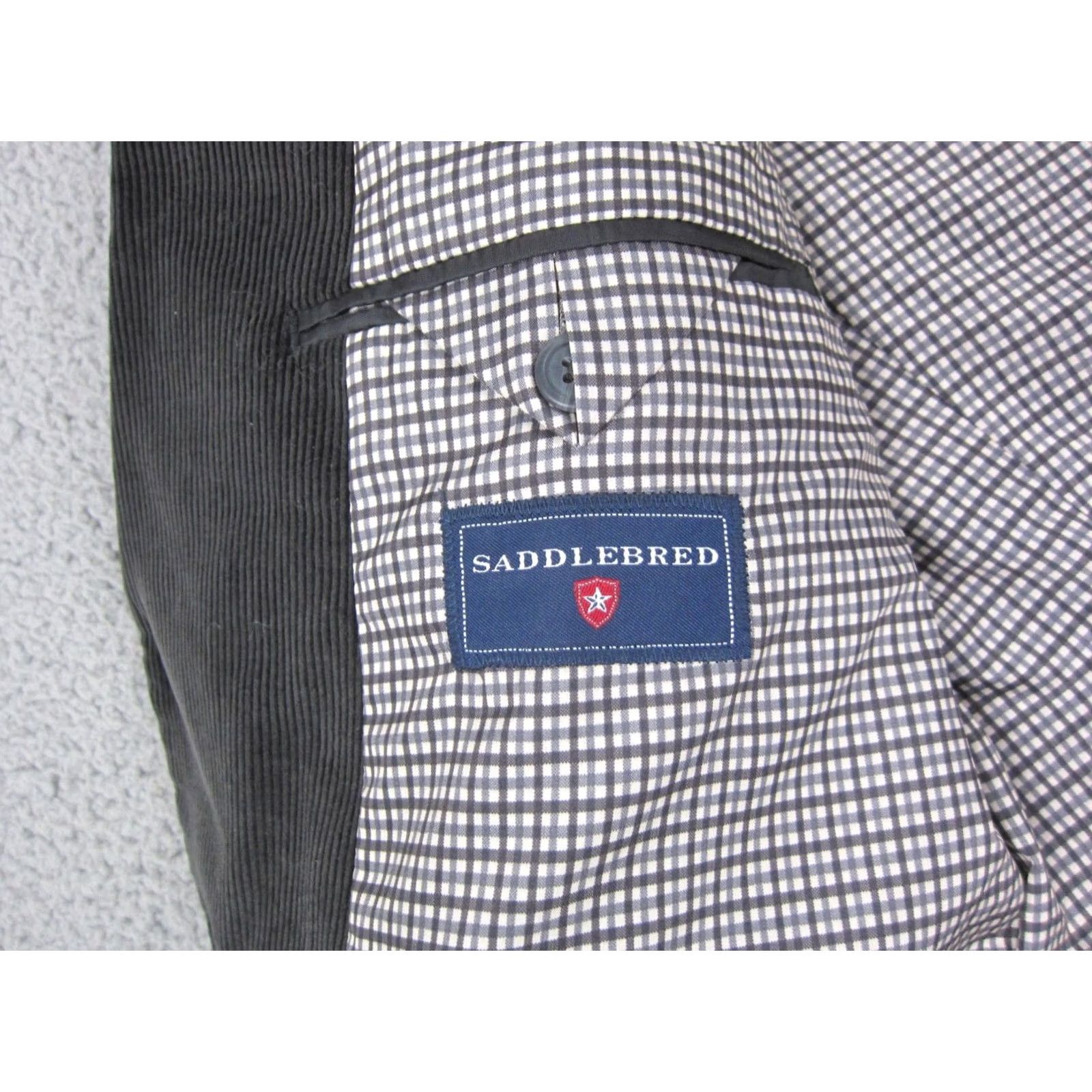 Vintage VINTAGE Saddlebred Blazer Jacket Mens 42R Black Corduroy Classic Western 80s 90s Size 42R - 5 Thumbnail
