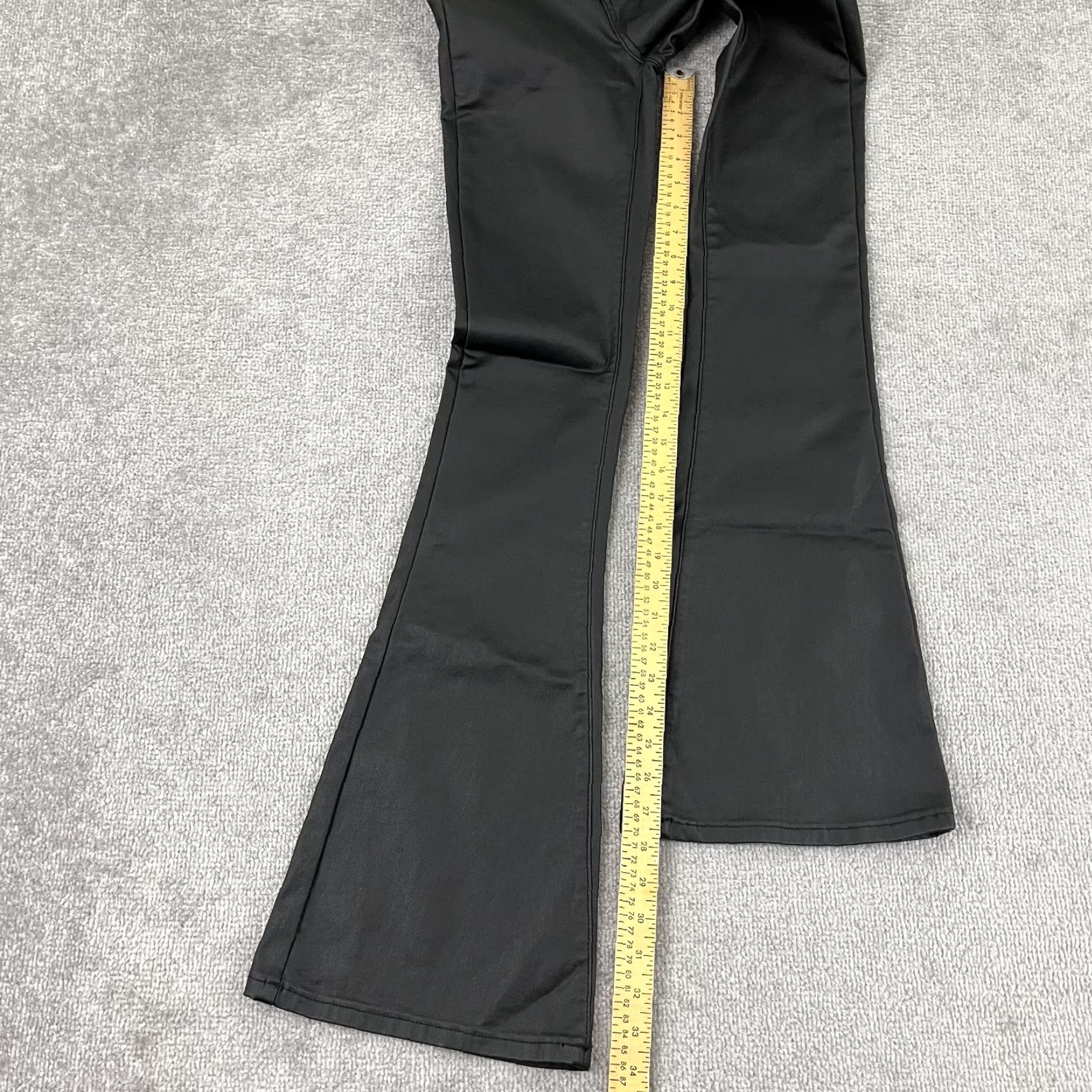 Vintage Edikted Luna Jeans Womens Small 34" Black Faux Leather Flare Stretch Goth NEW Size 28" / US 6 / IT 42 - 4 Thumbnail