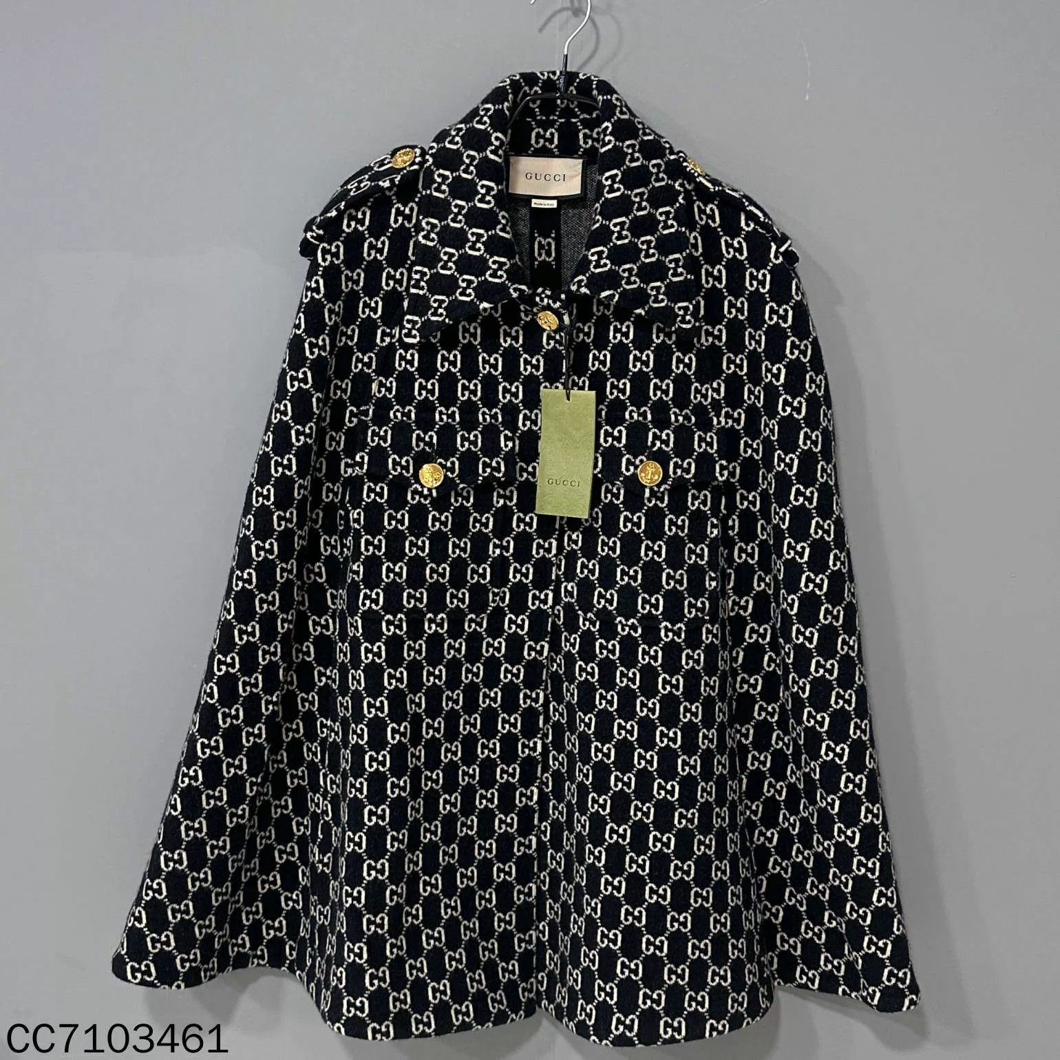 Gucci GUCCI all over print gold button draped shawl coat L Size L / US 10 / IT 46 - 2 Thumbnail