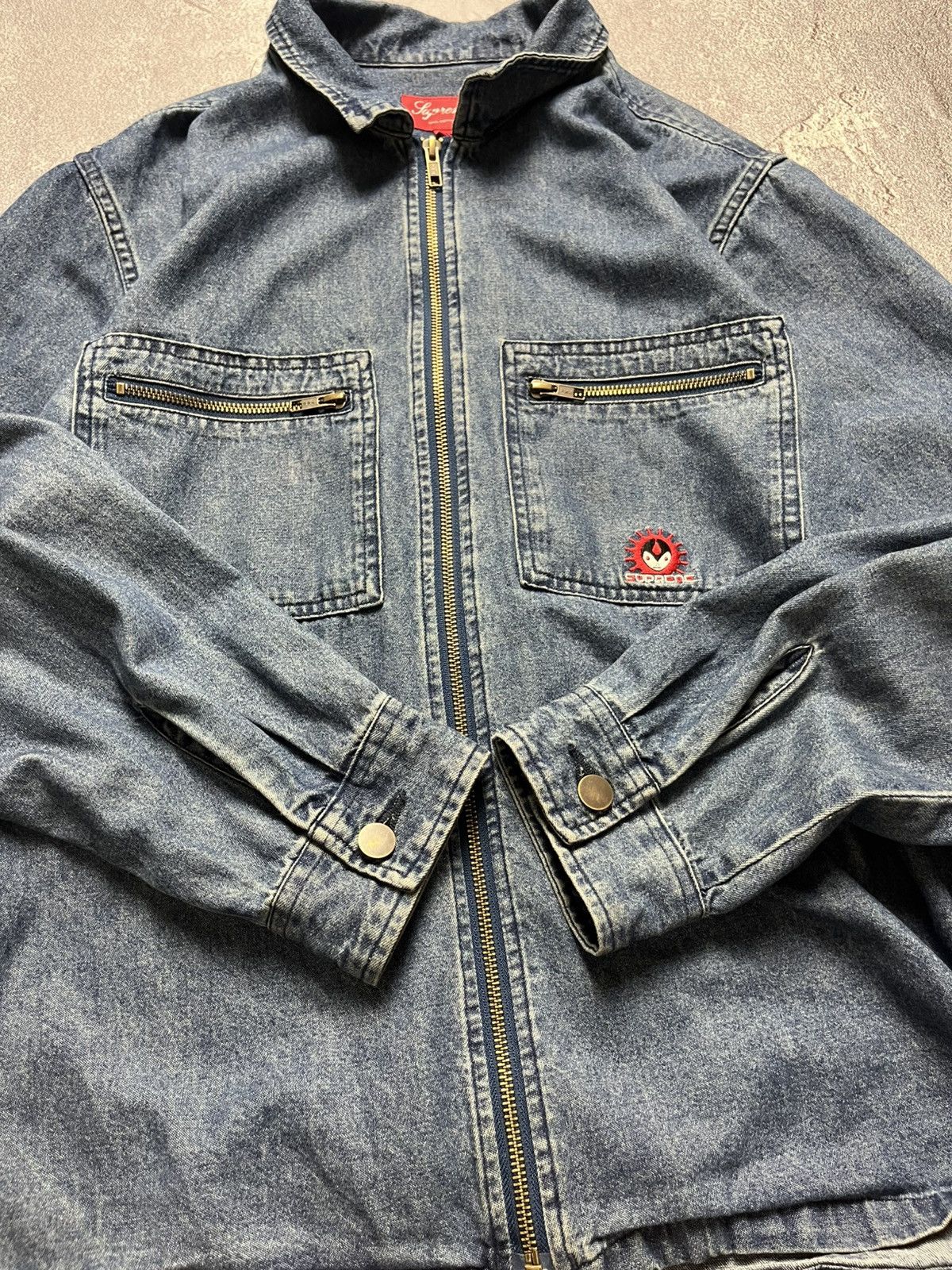 Supreme Supreme Vampire Denim Zip Up Shirt Blue 2018 Jacket Size US M / EU 48-50 / 2 - 8 Thumbnail