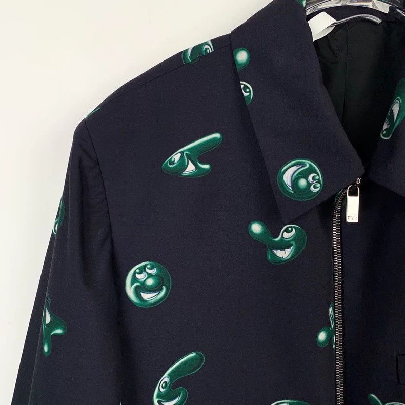 Dior Dior Co-branded dark blue logo pattern printed zipper wool Size US S / EU 44-46 / 1 - 3 Thumbnail