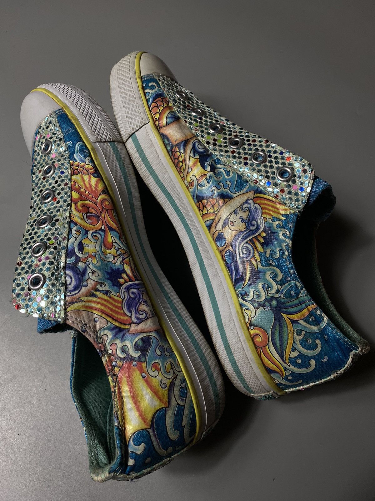 Ed Hardy × Vintage Ed Hardy rare bright sneakers with mermaid Size US 7 / EU 40 - 8 Thumbnail