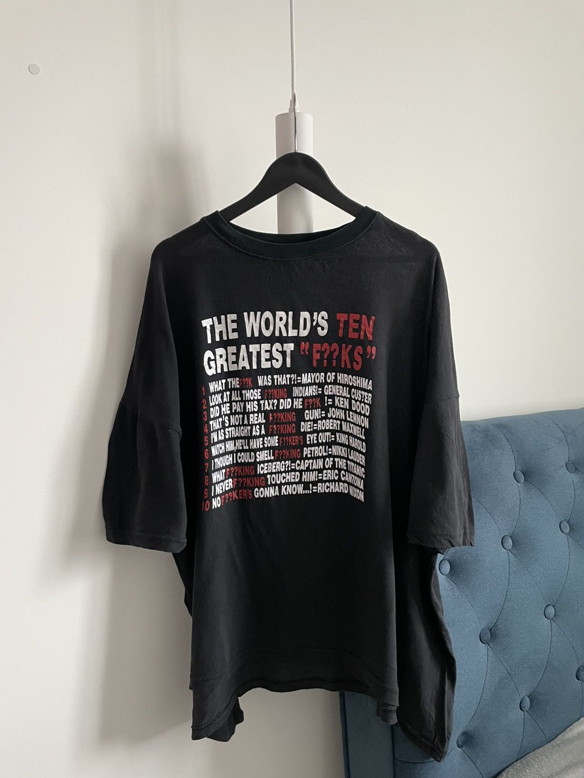 Vintage Vintage 90’s The World’s Ten Greatest “F??KS” T-Shirt Crazy Size US XXL / EU 58 / 5 - 2 Thumbnail