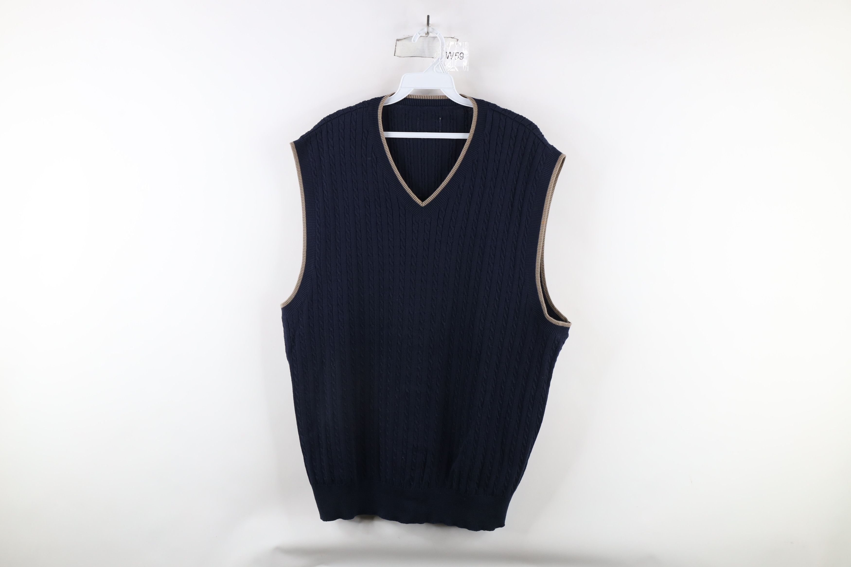 Vintage Vintage 90s Streetwear Cable Knit V-Neck Sweater Vest Blue Size US XL / EU 56 / 4 - 1 Thumbnail