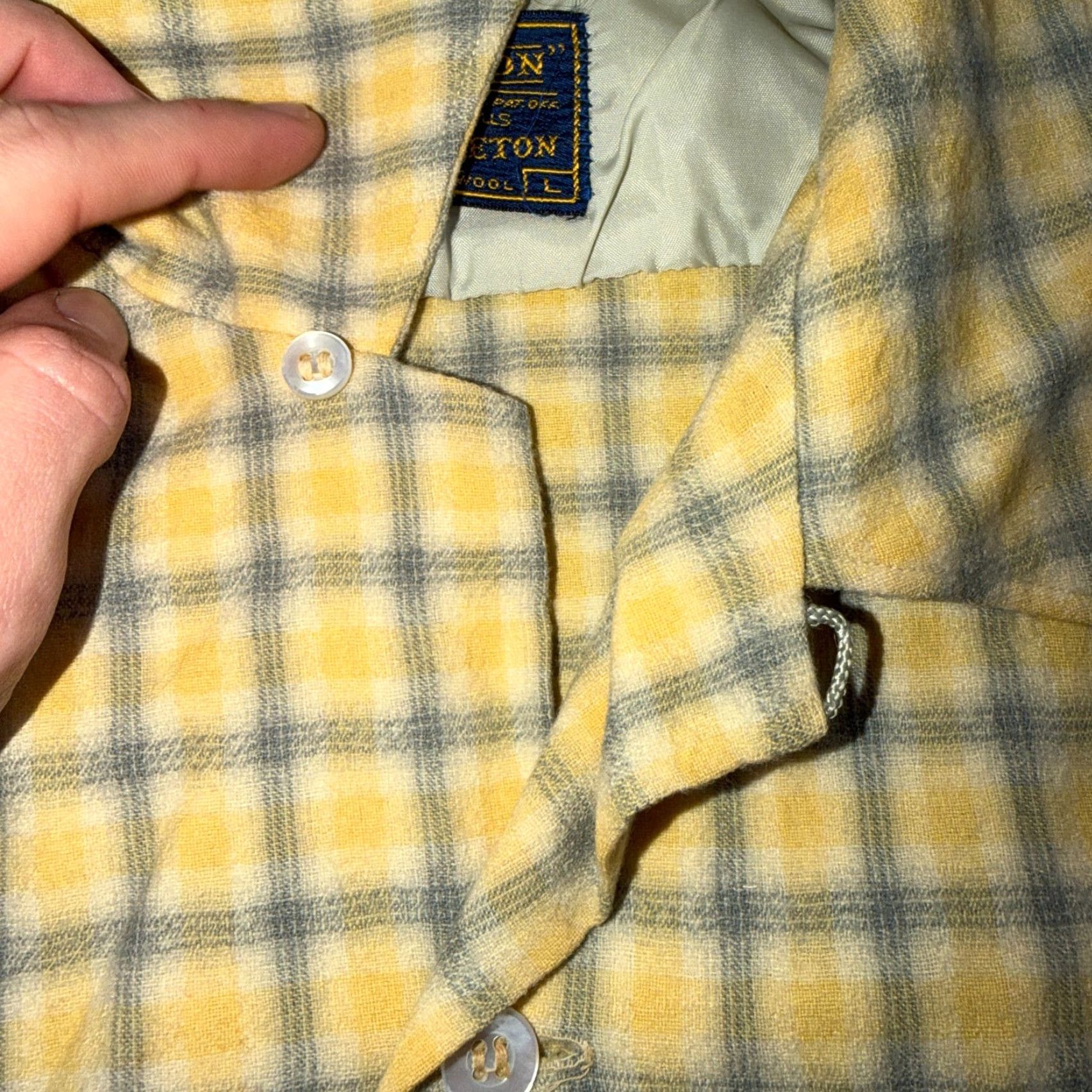 Pendleton Pendleton Shirt Vintage 1960s Board Shirt Wool Flannel Plaid Checkered Yellow Long Sleeve Button-Up Collared Casual Mens L Size US L / EU 52-54 / 3 - 3 Thumbnail