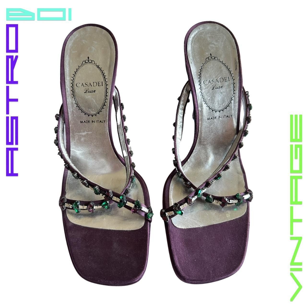 image of Casadei Vintage Casadi Crystal Silk Purple Evening Sandals_ 8.5, Women's