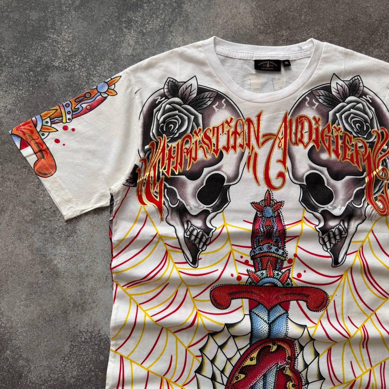 Christian Audigier Christian Audigier (Ed Hardy) Rhinestones Y2K T-Shirt Size US L / EU 52-54 / 3 - 3 Thumbnail
