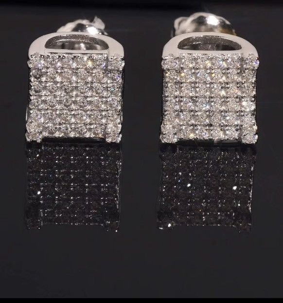 Other Iced Out 8mm Moissanite Earrings Size ONE SIZE - 1 Thumbnail
