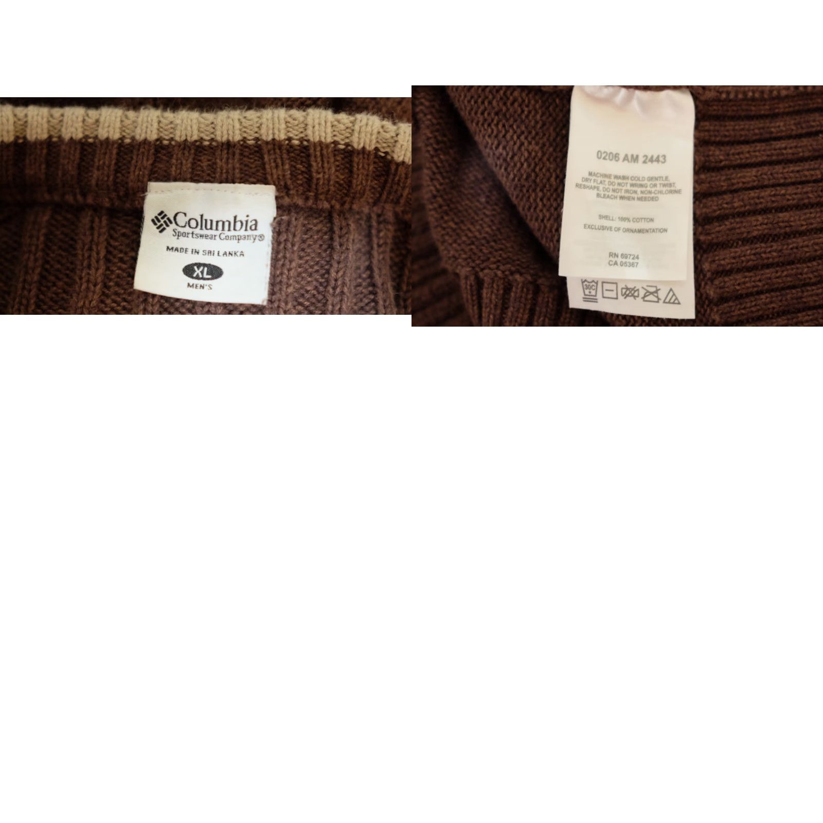 Vintage Columbia Pullover Sweater Brown Crew Neck Ribbed 100% Cotton Mens XL #A2-60 Size US XL / EU 56 / 4 - 8 Thumbnail