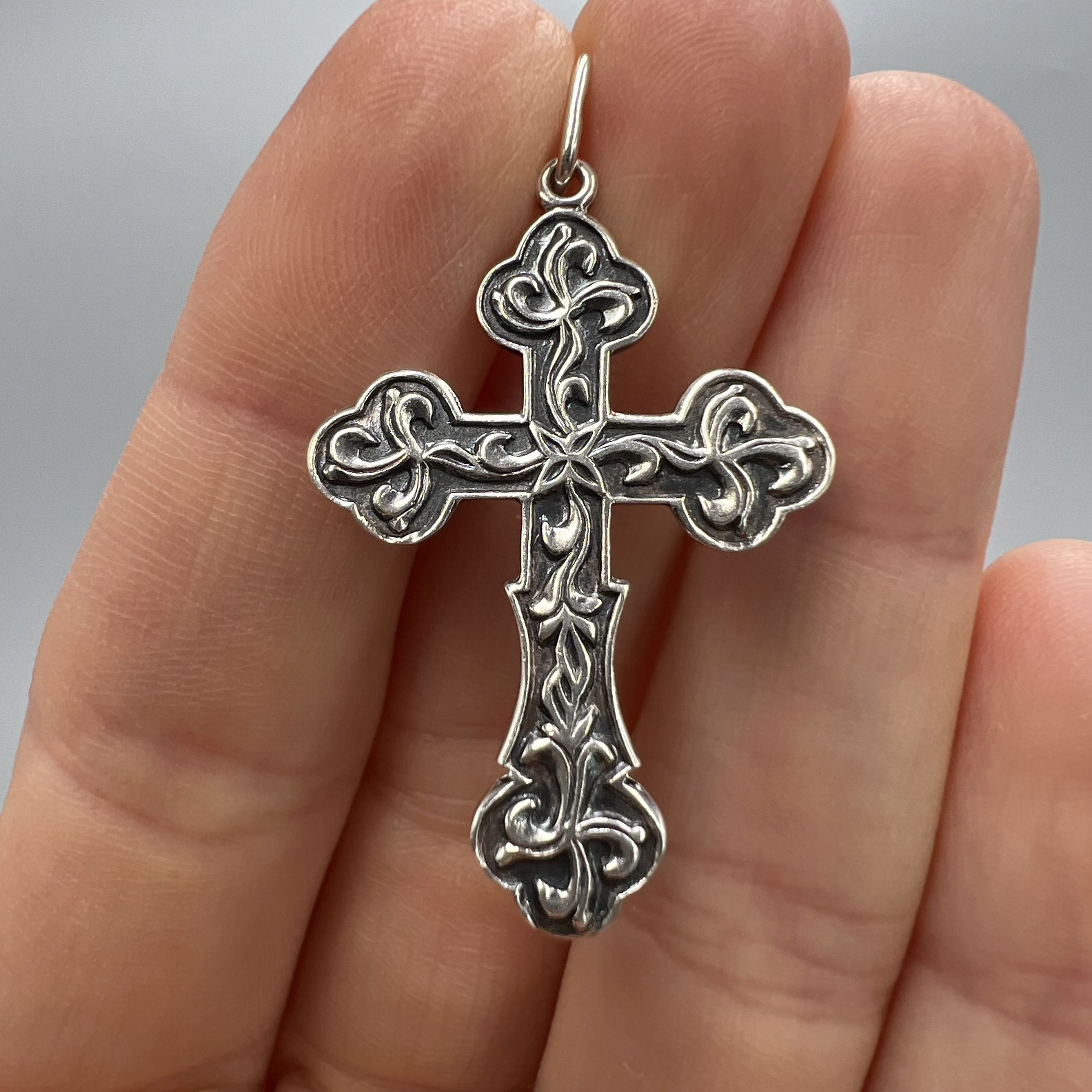 Vintage Pendant Icon Cross Jewelry Sterling Silver 3.35gr