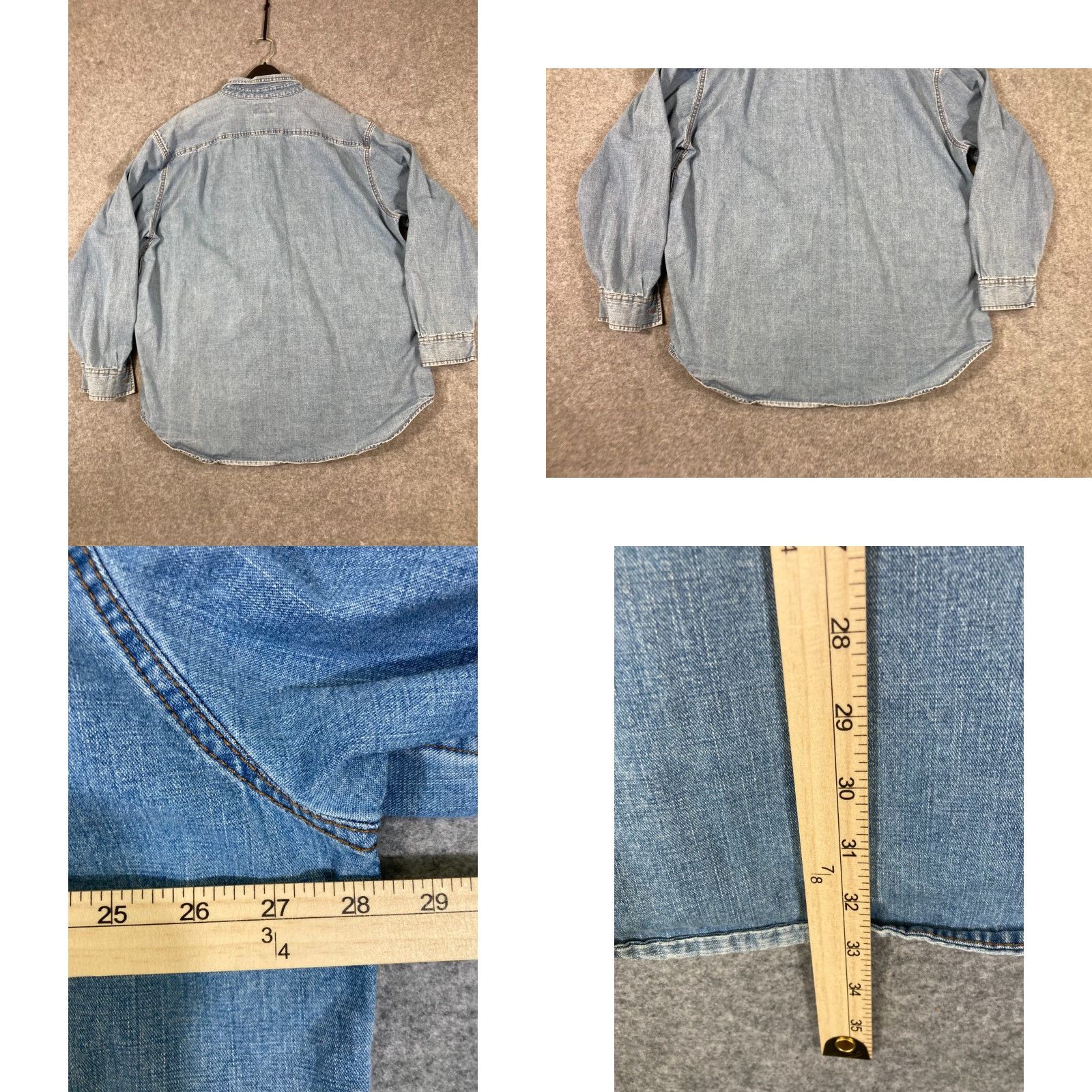 Denime C.E. Schmidt Workwear Button Down Shirt Mens 2XLT Blue Denim Long Sleeve Pockets Size US XXL / EU 58 / 5 - 8 Thumbnail