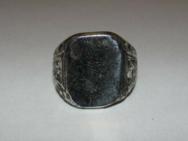 Designer Large Square Shaped Antiqued Silver Signet Ring Alberto Juan Size ONE SIZE - 1 Thumbnail