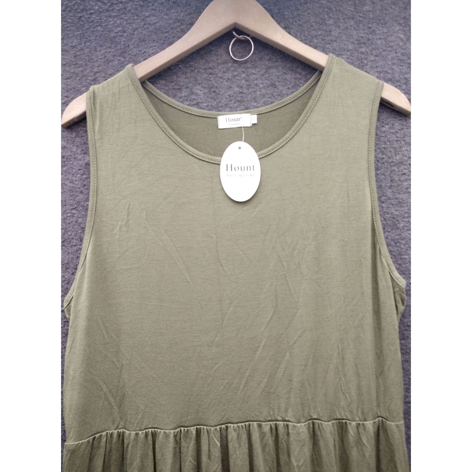 Olive Hount Women's Sleeveless Knee Length Tank Dress Olive Green XL Size XL / US 12-14 / IT 48-50 - 3 Thumbnail