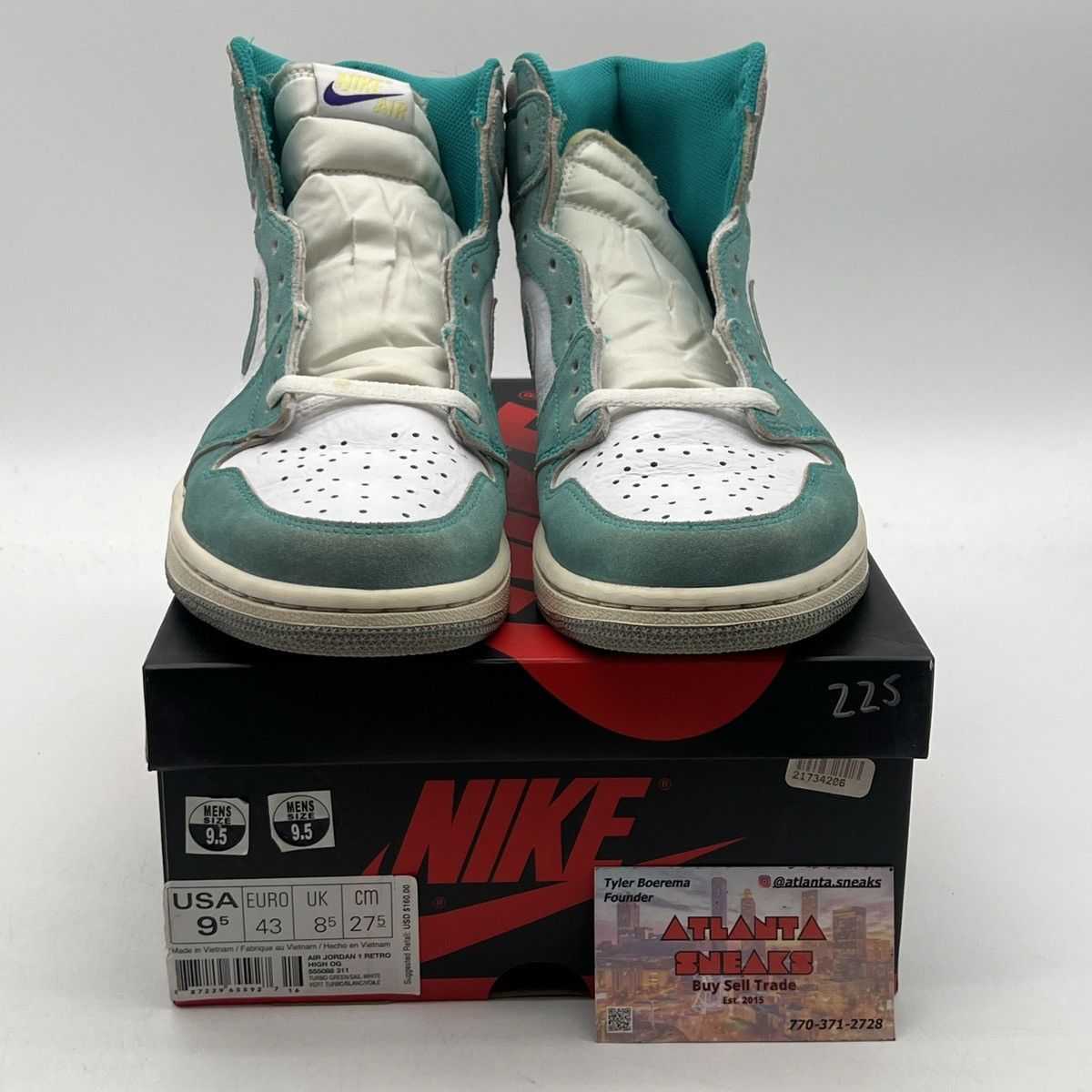 Nike Air Jordan 1 high turbo green Size US 9.5 / EU 42-43 - 2 Thumbnail