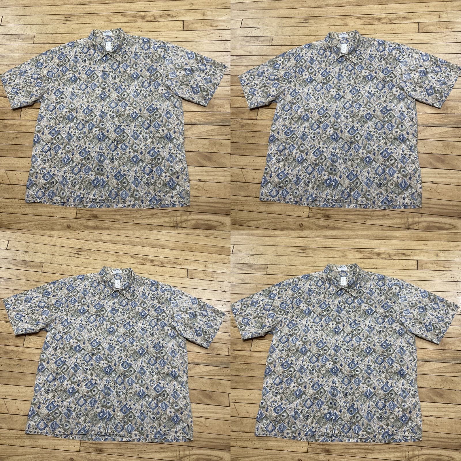 Vintage VINTAGE Burma Bibas Shirt Men 2XL Short Sleeve Button-Up Madras Plaid Fish Print Green 90s 2XL Mens Size US XXL / EU 58 / 5 - 11 Thumbnail