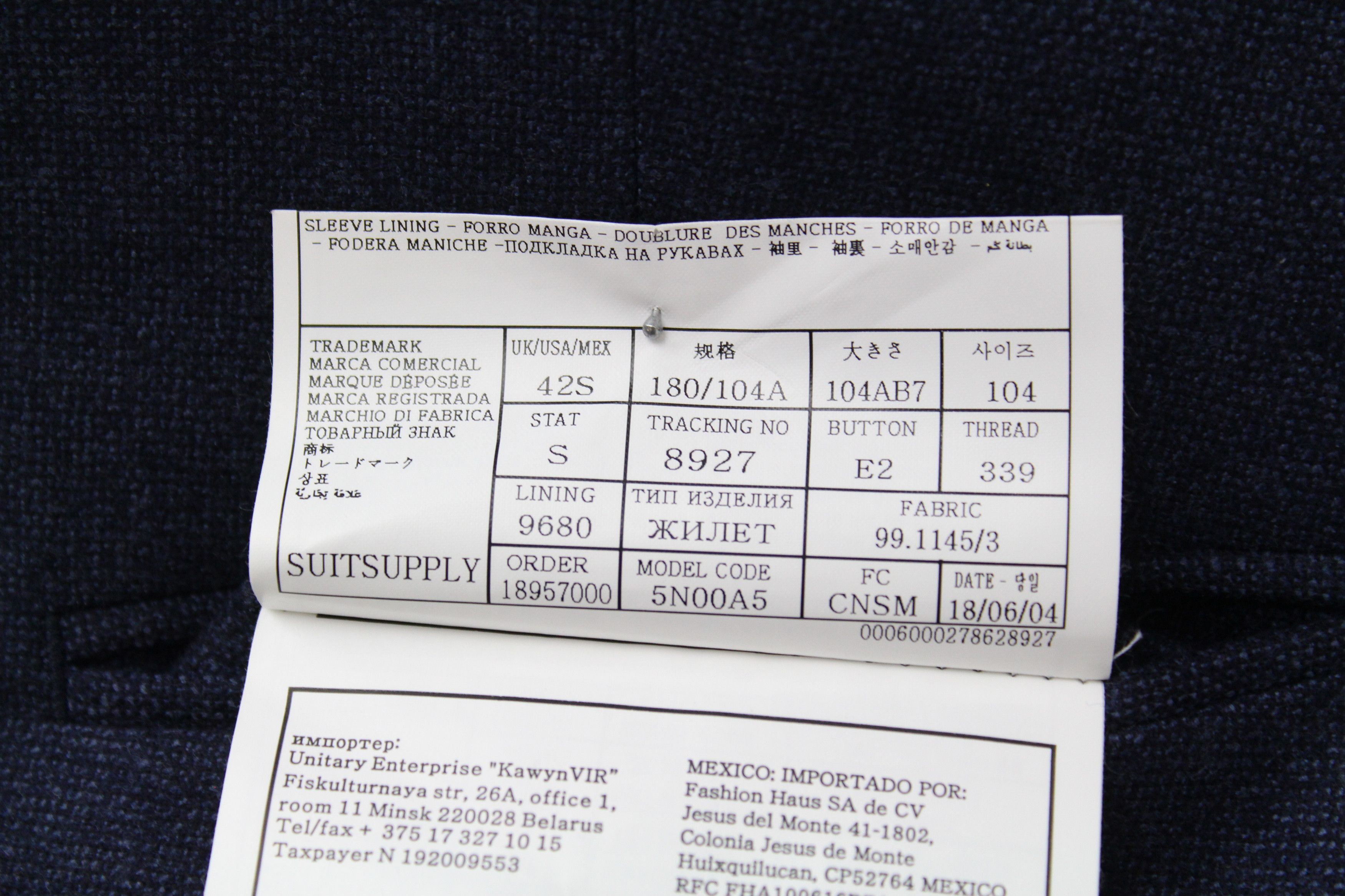 Suitsupply UK42S Blue Wool Single-Breasted V-neck Waistcoat 60874 Size 42S - 6 Thumbnail