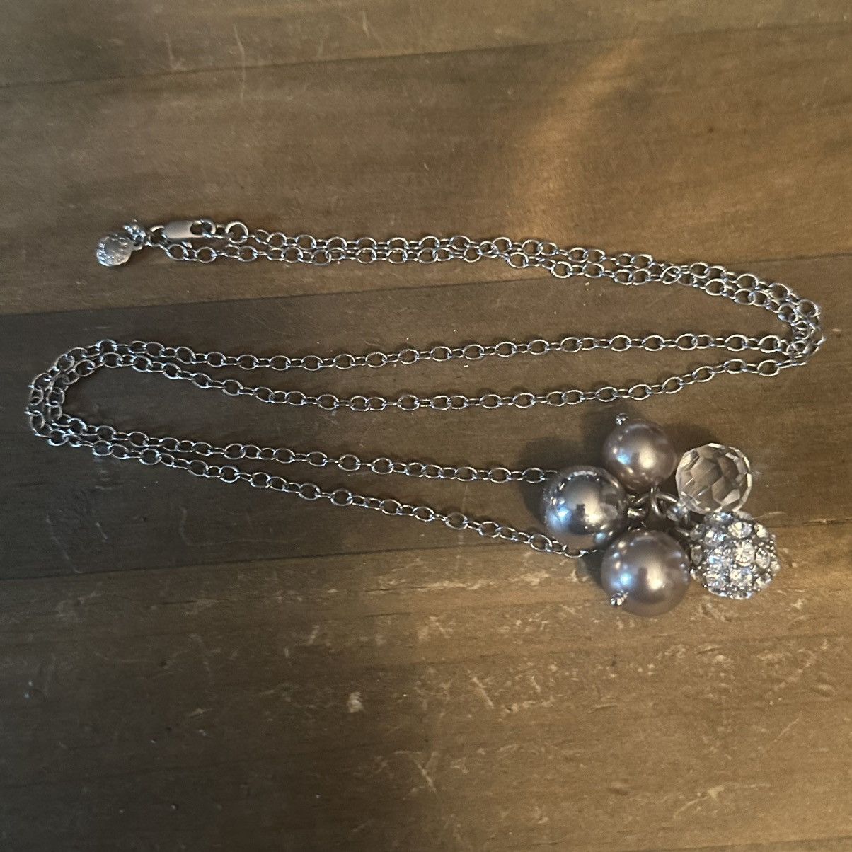 J.Crew J. Crew silver paved crystal ball & beads pendant necklace Size ONE SIZE - 3 Thumbnail