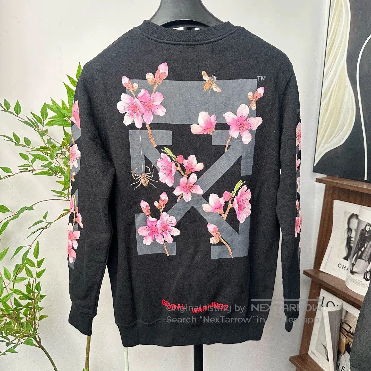 off-white cherry blossom embroidered sweatshirt.