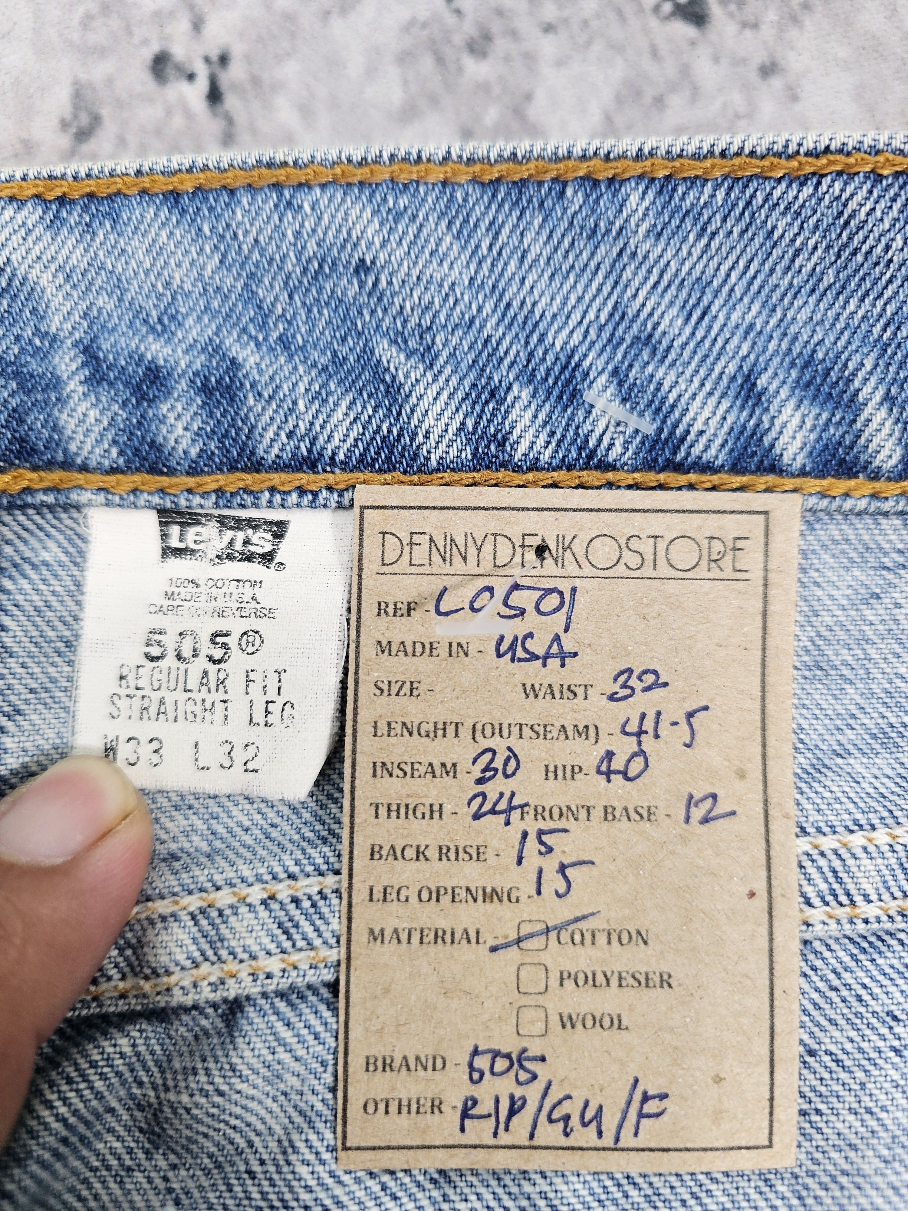 Levi's Vintage Clothing Vtg 90'S LEVIS 505 Light Blue Stain Ripped Blue Jeans L0501 Size US 32 / EU 48 - 16 Thumbnail