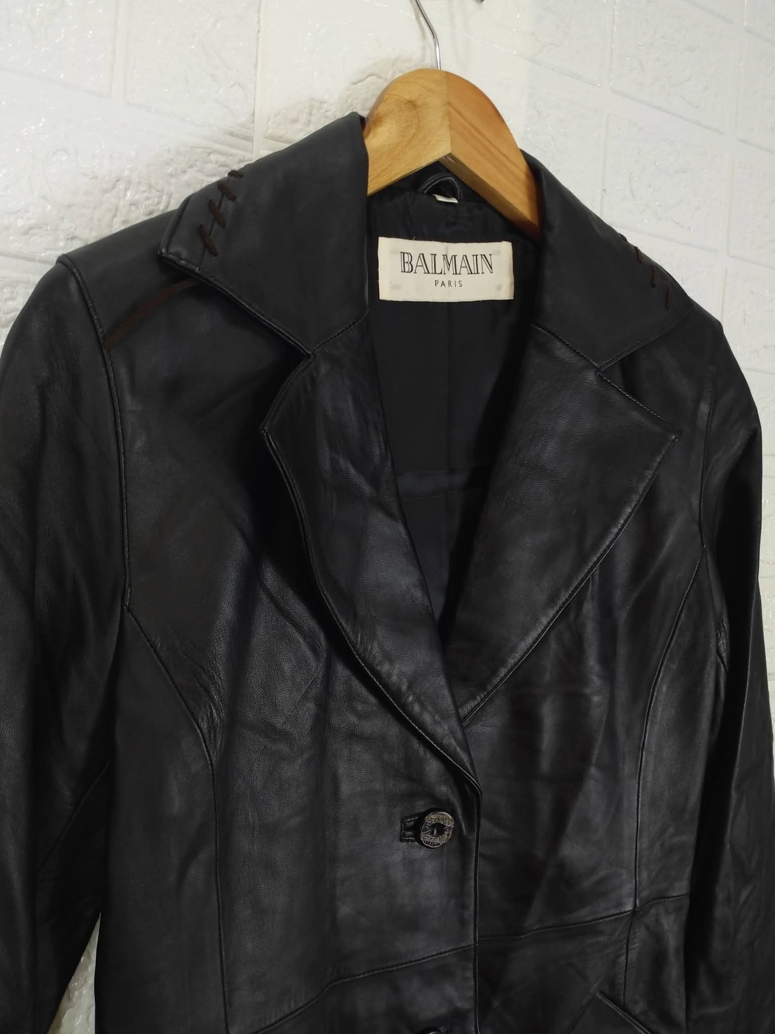Balmain VINTAGE BALMAIN LEATHER JACKET Size S / US 4 / IT 40 - 3 Thumbnail