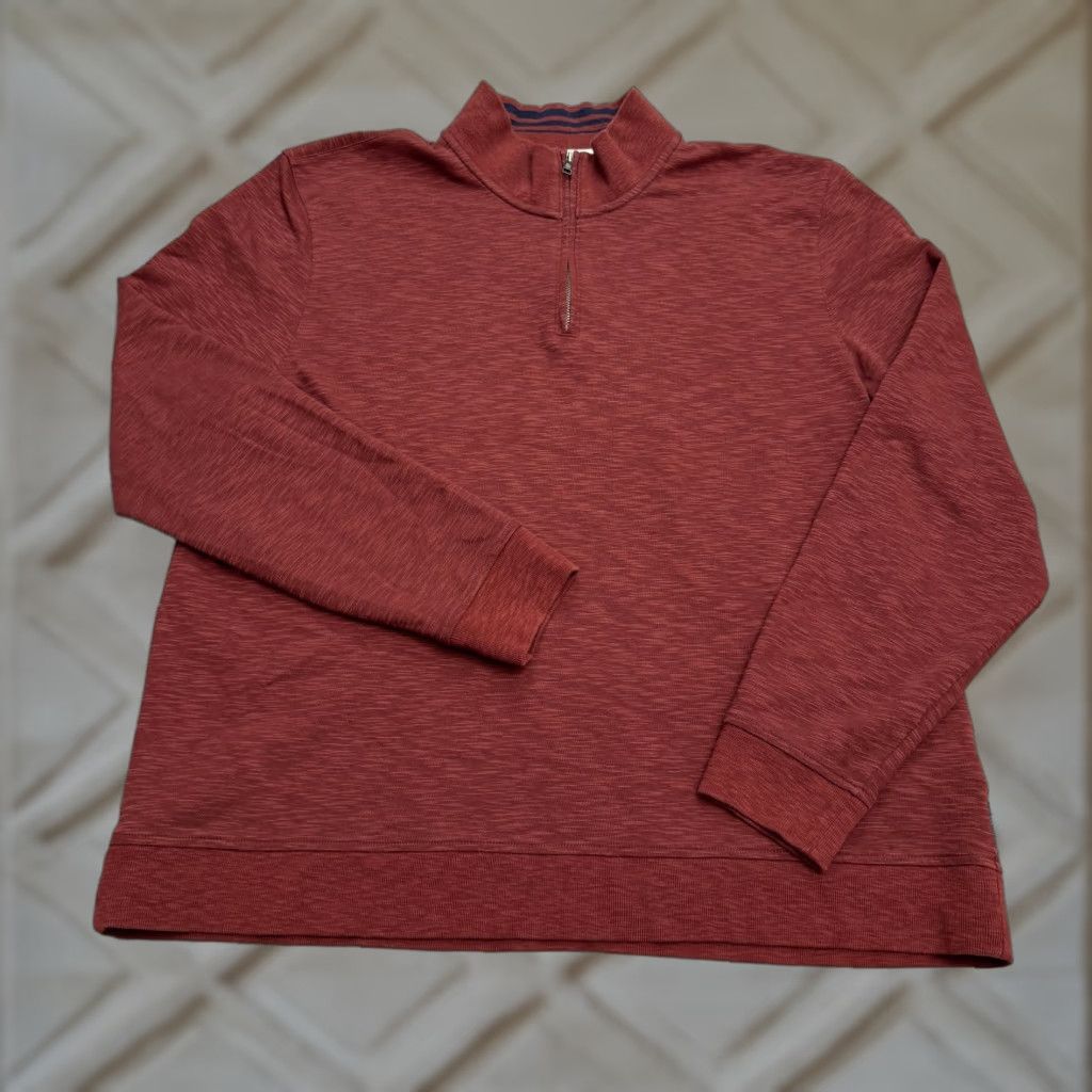 Ted Baker London 1/4 Zip Pullover Sweater Men 3XL Burgundy Red Knit Stretch Mock Neck Casual Workwear Designer Classic Preppy