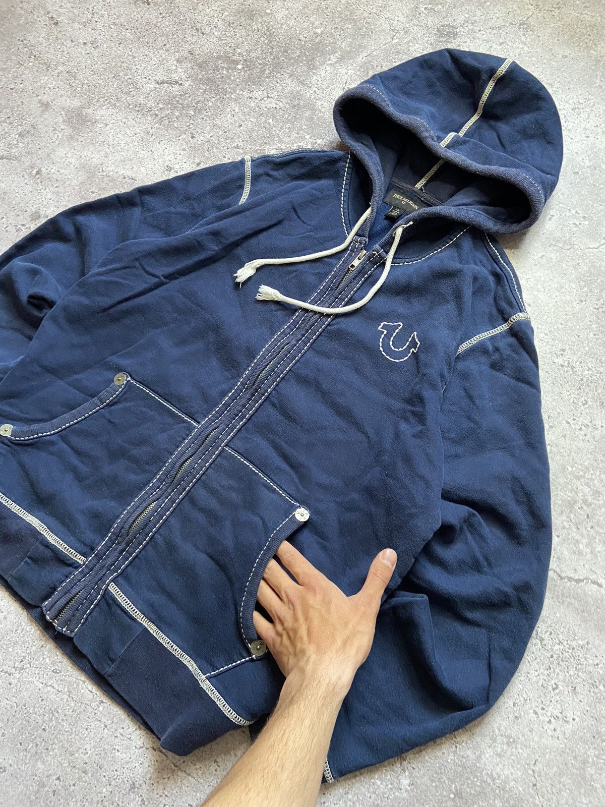 True Religion × Vintage Vintage True Religion Zip Hoodie Size US L / EU 52-54 / 3 - 2 Thumbnail