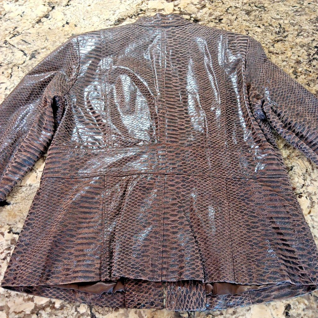 Other Guillaume Womens Leather Jacket In Rare Snake Print Design Size M / US 6-8 / IT 42-44 - 7 Thumbnail