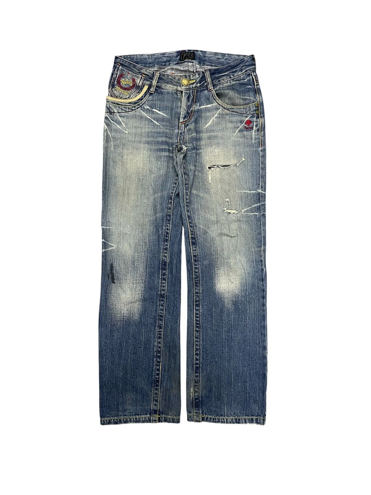 Norton 2000s NORTON DENIM DISTRESSED JEANS EMBROIDERED LOGO Size US 32 / EU 48 - 2 Thumbnail