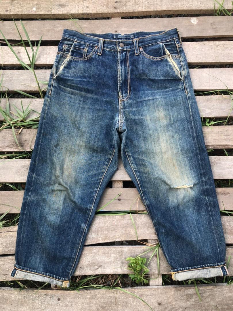 Miharayasuhiro Cropped Buckle Selvedge denim Jeans