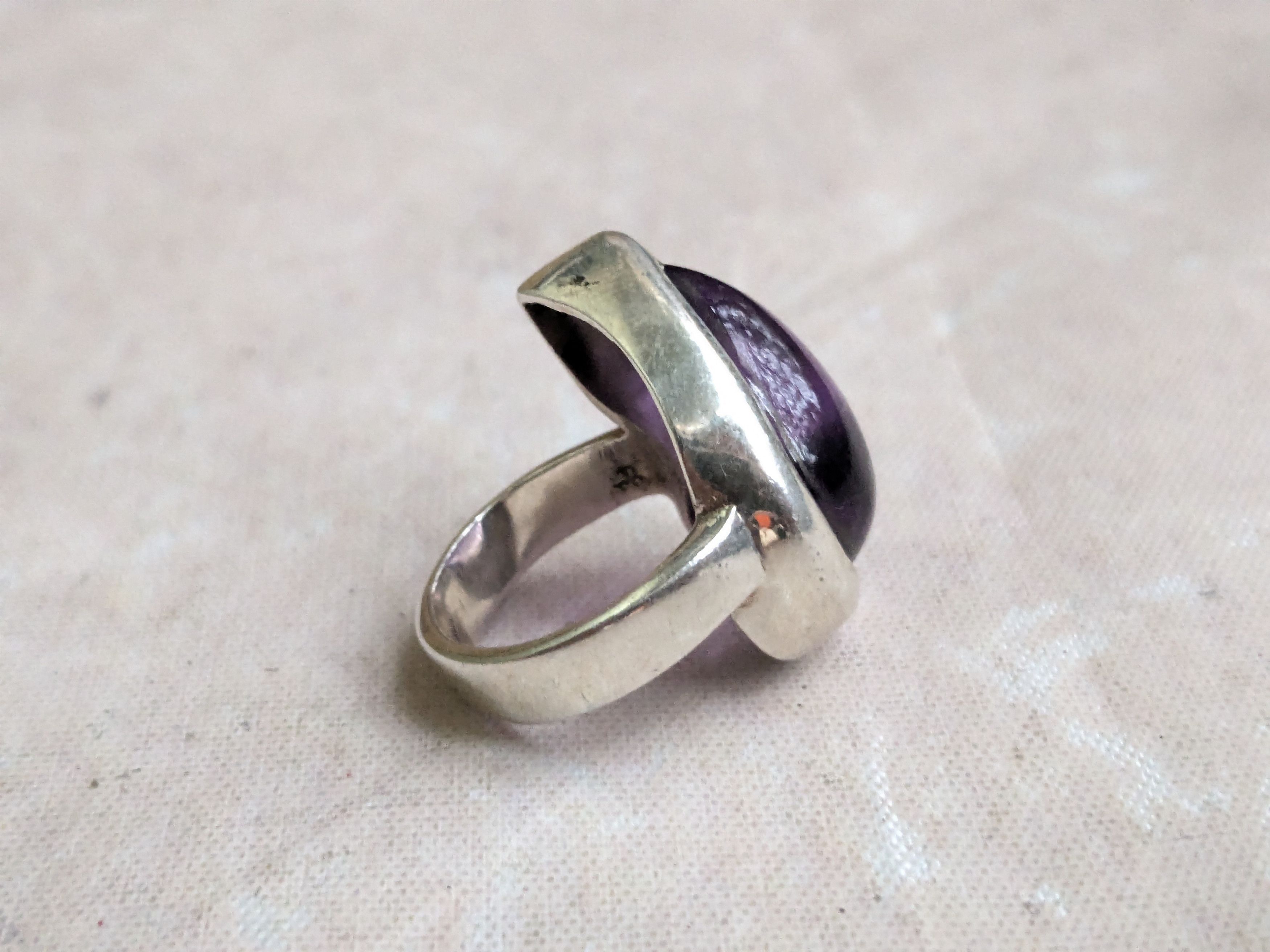 Sterling Silver Vintage Sterling Silver Ring Purple Amethyst 6 Teardrop Size ONE SIZE - 4 Thumbnail