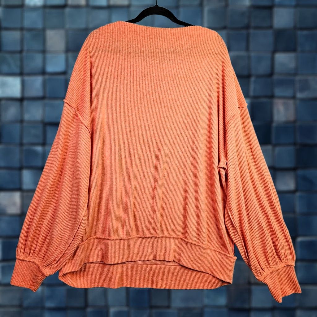 Free People Free People We The Free Women’s Oversized Ribbed Pullover Sweater Peach L Orange All Seasons Knit Top Womens Size L / US 10 / IT 46 - 1 Thumbnail