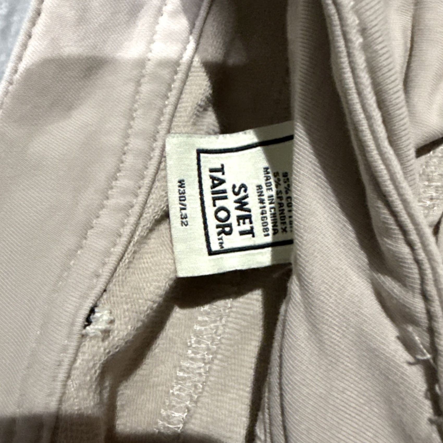 Vintage Swet Tailor All In Pants Mens 30x32 Beige Performance Stretch Chino Flat Front 5-Pocket Regular Straight Size US 30 / EU 46 - 3 Thumbnail
