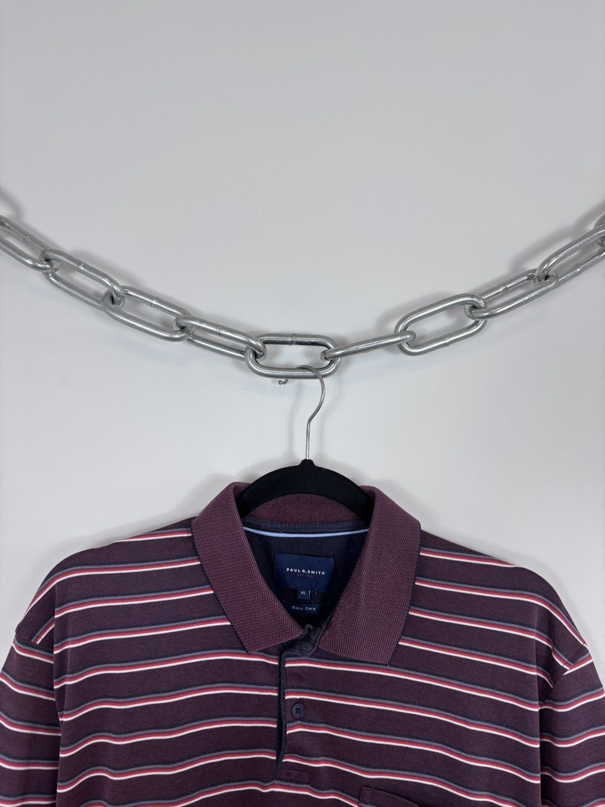 Paul Smith Paul Smith Men’s Burgundy Striped Short Sleeve Polo Shirt Size US XL / EU 56 / 4 - 4 Thumbnail