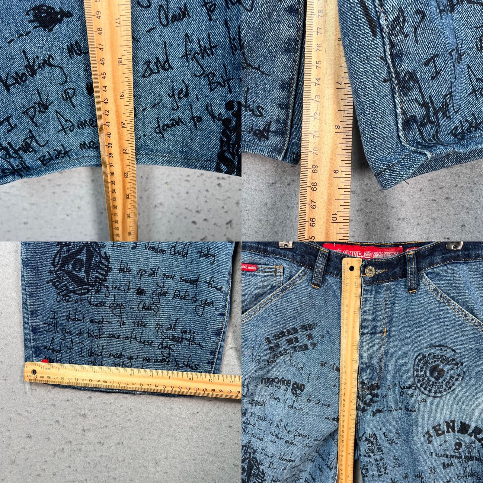 Ecko Unltd. VINTAGE Ecko Unltd. Jimi Hendrix Monterey Jean Mens 30 Denim Graffiti Print Bermuda Shorts Denim Blue Pockets Summer Mens Size US 30 / EU 46 - 8 Thumbnail