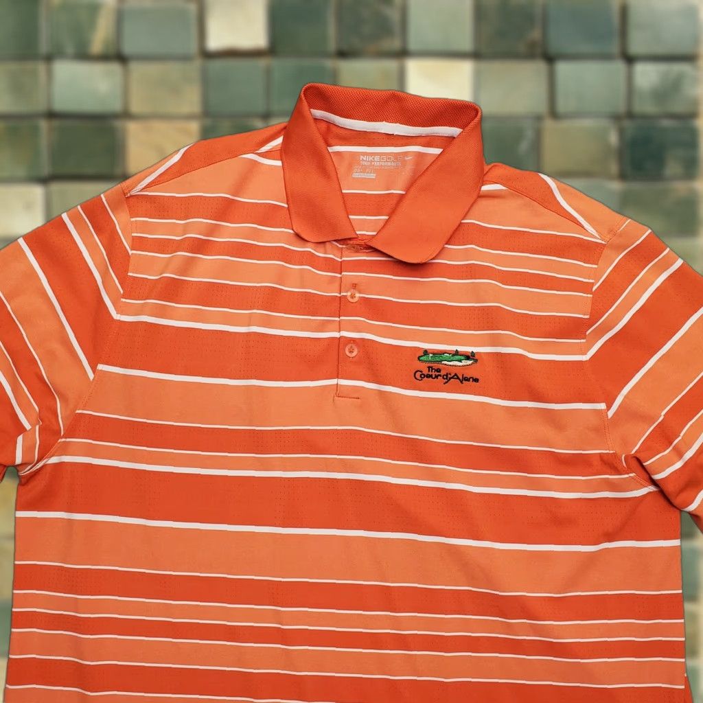 Nike VINTAGE NikeGolf Shirt Men XL Orange Striped Polo Tour Performance Short Sleeve Size US XL / EU 56 / 4 - 1 Thumbnail