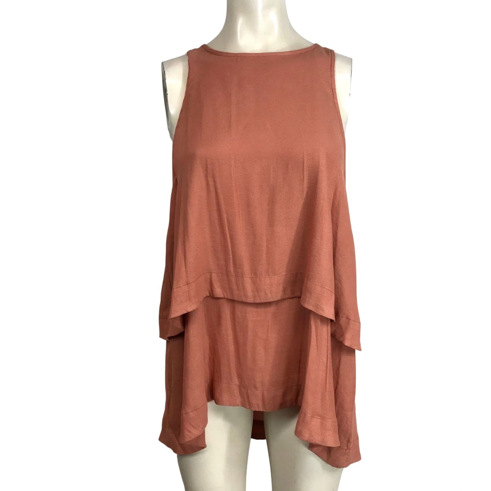 Free People VINTAGE? No. Free People Shirt Womens M Orange Sleeveless Tiered Tank Top Casual Tunic Size M / US 6-8 / IT 42-44 - 2 Thumbnail