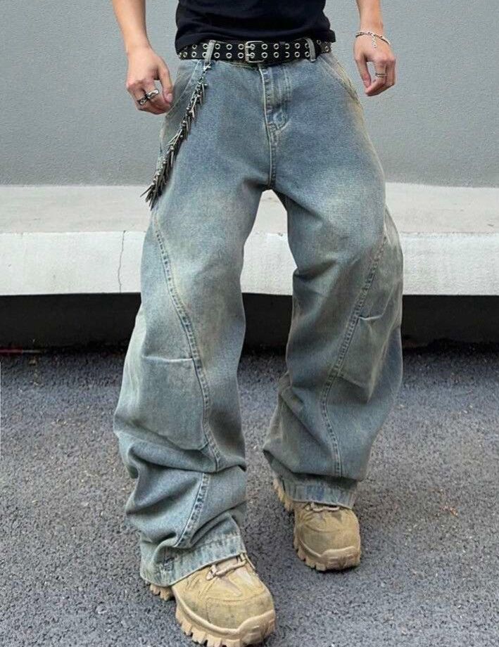 Japanese Brand Wide Leg Jeans Futuristic Size US 31 - 6 Thumbnail