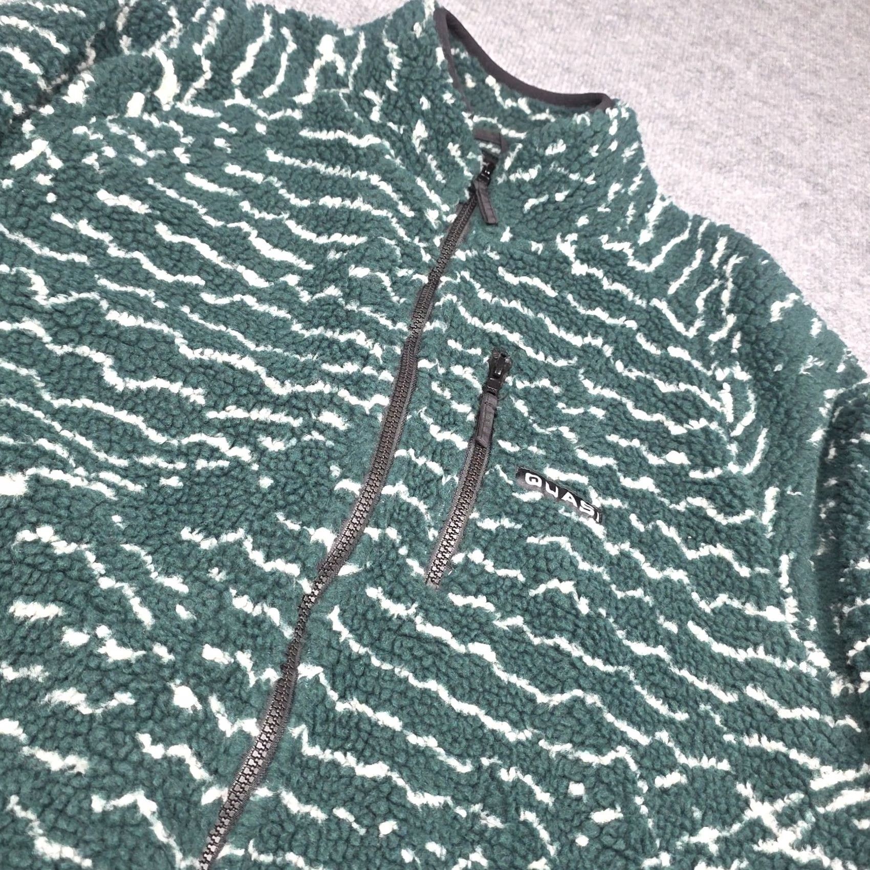 Vintage Quasi Skate Fleece Jacket Men Medium Green Abstract Skater Full Zip Jacket Regular Size US M / EU 48-50 / 2 - 2 Thumbnail
