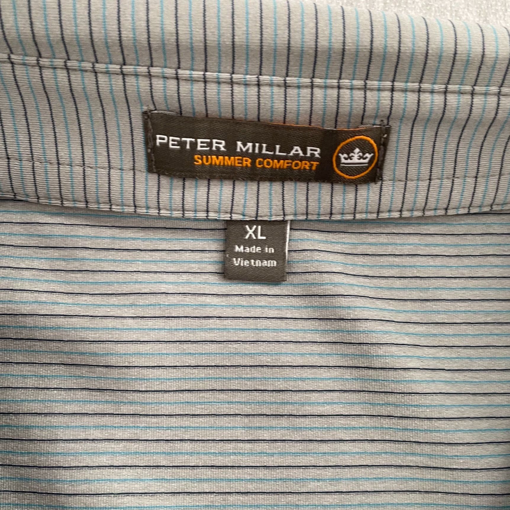 Peter Millar Peter Millar Polo Shirt Adult XL Striped Gray Short Sleeve Classic Logo Embroidered Golf Summer Comfort Mens XL Size US XL / EU 56 / 4 - 6 Thumbnail