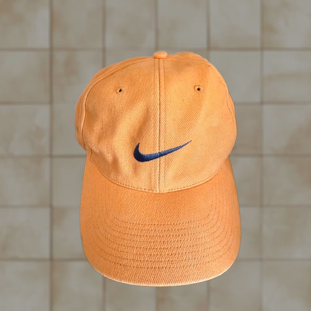 Nike VINTAGE Nike Hat Baseball Cap Unisex Adults Adjustable Orange Center Swoosh Size ONE SIZE - 1 Thumbnail