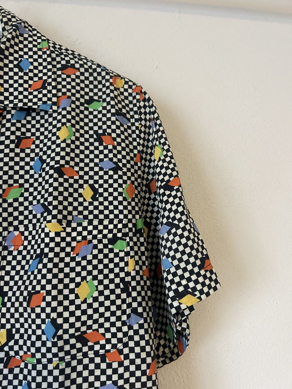 Saint Laurent Paris Checkerboard Cotton Short Sleeve Shirt w/ Geometric Print Size US L / EU 52-54 / 3 - 3 Thumbnail