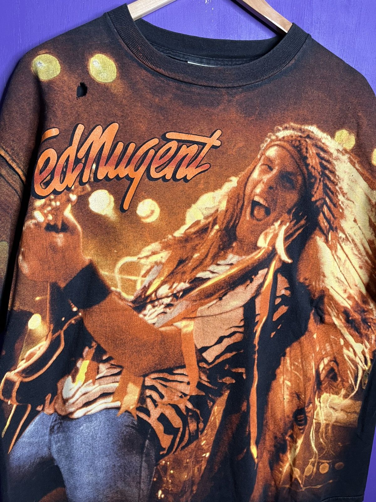 Band Tees × Vintage Vintage 1995 Ted Nugent spirit of the wild AOP tour tee Size US XL / EU 56 / 4 - 3 Thumbnail