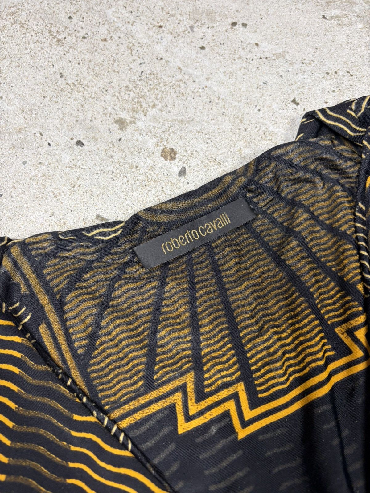 Roberto Cavalli Roberto Cavalli 2007 Gold & Black Printed Ruched Dress Size XS / US 0-2 / IT 36-38 - 8 Thumbnail