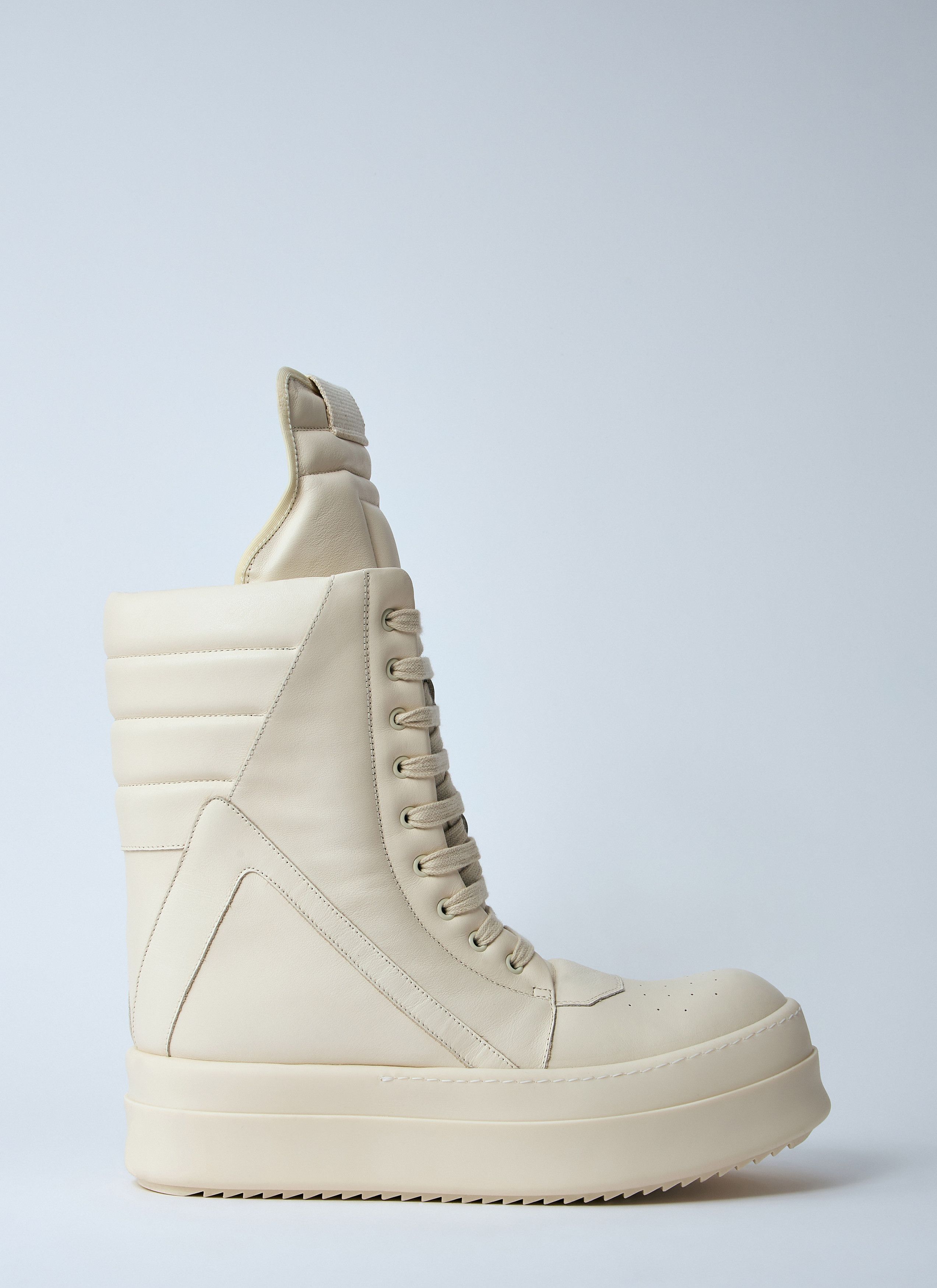 スニーカー RICK OWENS Geobasket leather sneakers with maxi tongue Rick Owens Geobasket Leather High-Top Sneakers | Saks Fifth