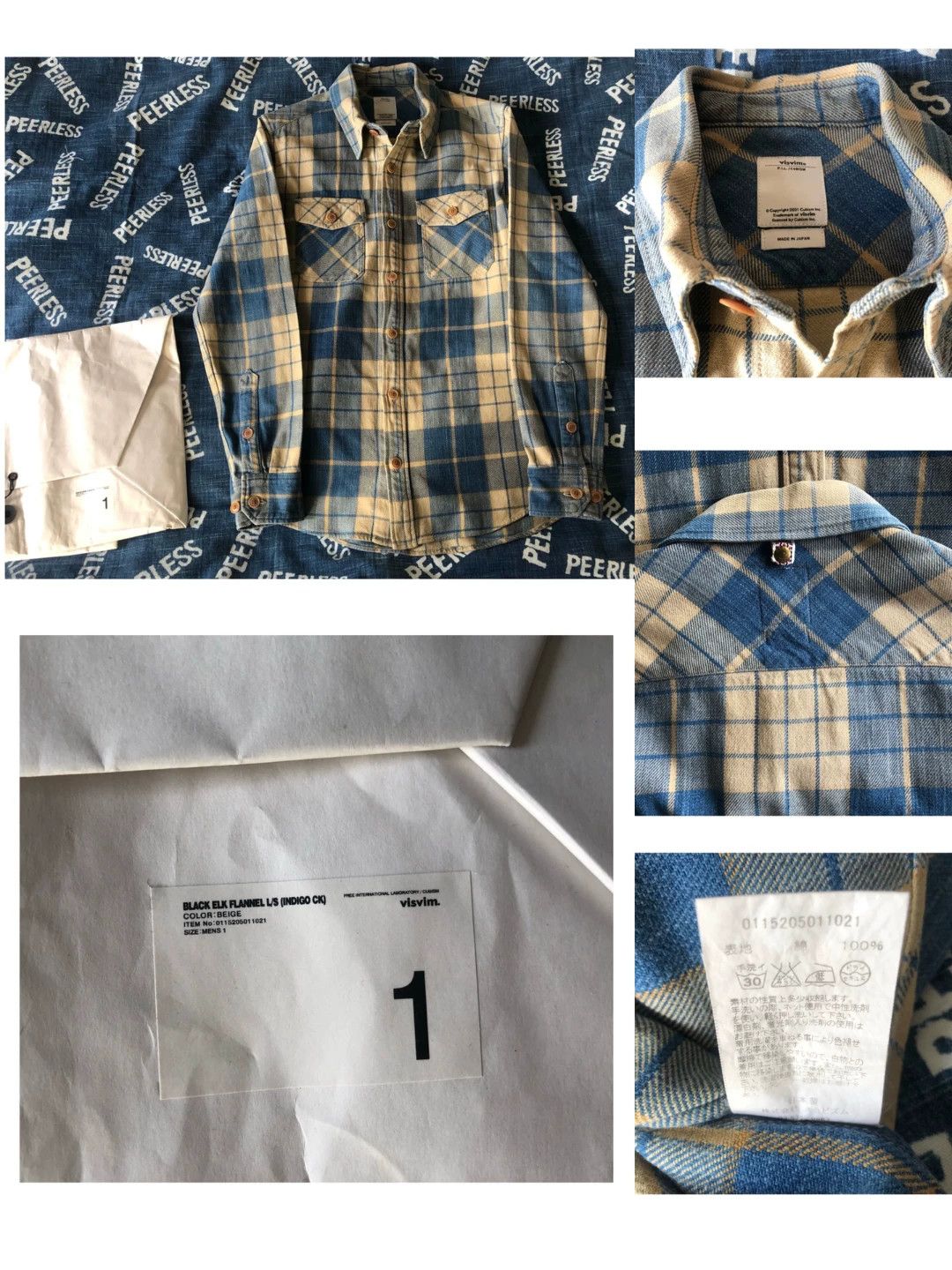 Visvim Visvim 15AW Black Elk Fannel L/S（Indigo Check） Size US S / EU 44-46 / 1 - 1 Thumbnail