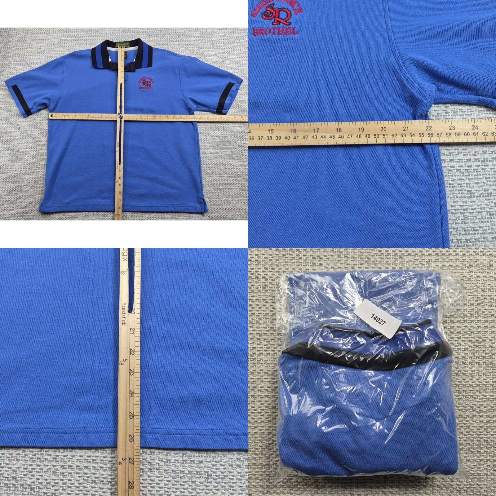 Vintage Vintage Bastion Golf Polo Shirt Mens Large Blue Sheri's Ranch Brothel Knit Golf Size US L / EU 52-54 / 3 - 8 Thumbnail