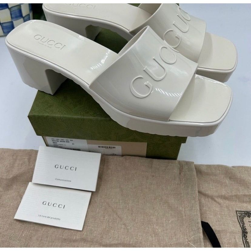 Gucci Women’s Gucci, rubber block, low heel slides, size 41 Size US 11 / IT 41 - 7 Thumbnail