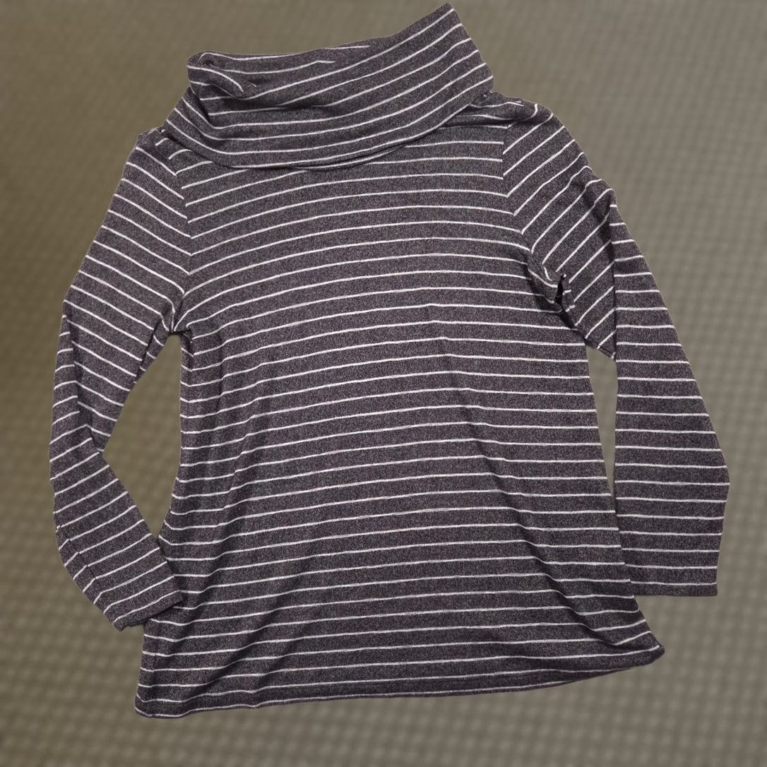 Vintage Chico's Shirt Womens Gray Stripe Cowl Neck Long Sleeve Tunic Top Stretch Size XS / US 0-2 / IT 36-38 - 1 Thumbnail